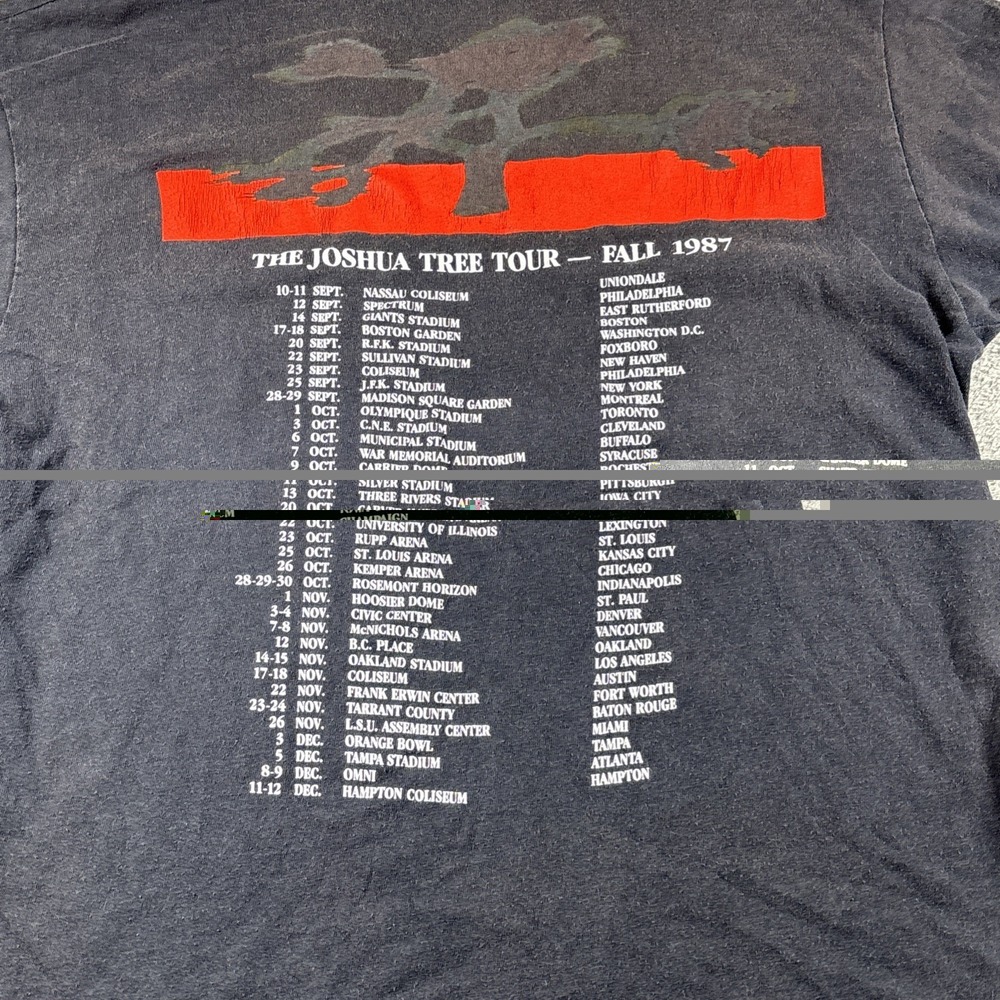 Vintage 1987 U2 Joshua Tree Concert Tour T-Shirt - Hanes - SIZE XL - Picture 9 of 9